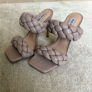Steve Madden Taupe Braided Double-Strap Heels